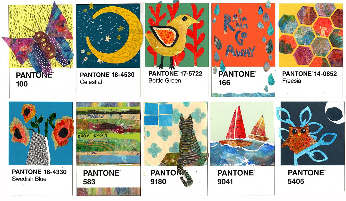 Easy DIY art: take Pantone postcards, find color schemes that