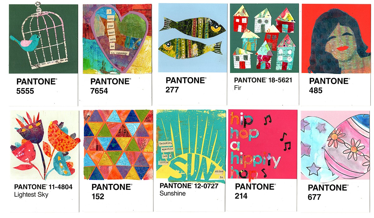 Easy DIY art: take Pantone postcards, find color schemes that