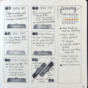 Weekly spread example