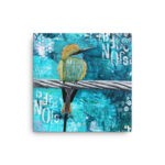 Mixed Media Kingfisher Bird Canvas Print - Image 2