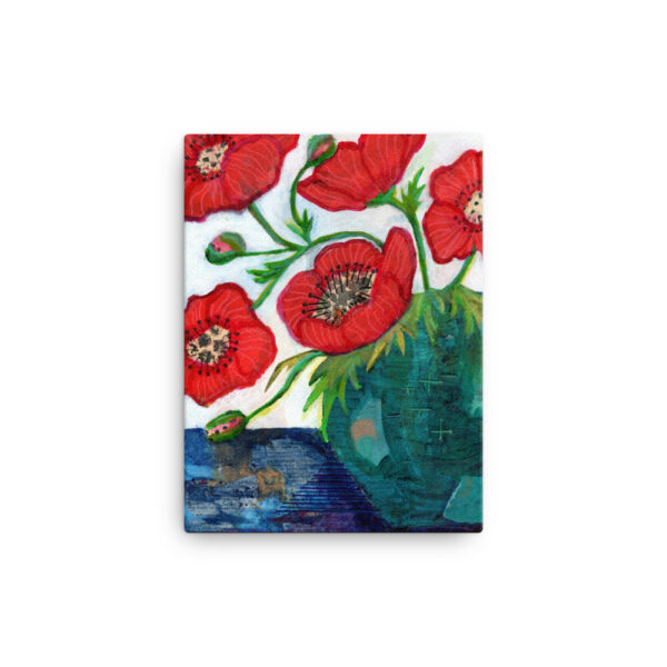 Mixed Media Poppies Flower Canvas Print